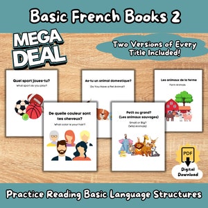 Bundle 2: Basic French Language Structure Books (FSL Classroom, Beginning French, Homeschool, Vocabulary, France Reading, Lecture débutante)