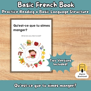 Qu&#39;est-ce que tu aimes manger? (French Language Structure Book, FSL Classroom, Beginning French, Homeschool, Vocabulary, Reading, Lecture)