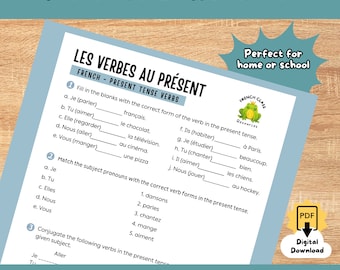 French Verbs - Present Tense Worksheet (Present Tense Verb Workheet, Francais, Home Learning, French Conjugation, Homeschool, Bescherelle)