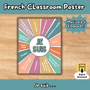 French Classroom Poster - Je suis... (Classroom Decor, Motivational Quote, Growth Mindset, French Sayings)
