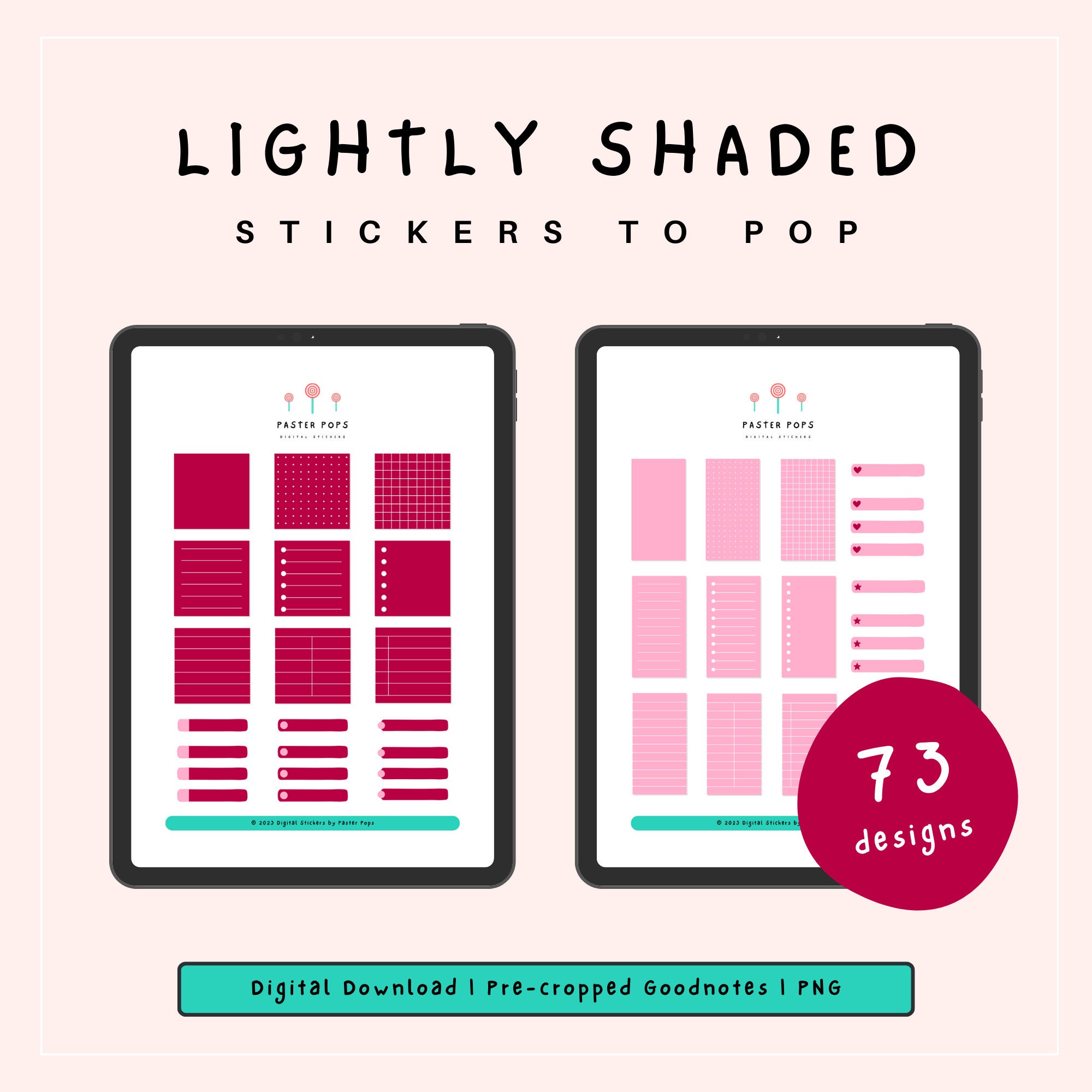 Pink Sticky Notes Stickers Sticky Notes and Tags for Digital - Etsy