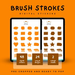 Orange Brush Stroke Digital Stickers: GoodNotes PNG (Digital Nedladdning)