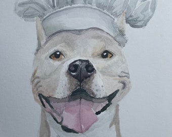 Mini Watercolor Pet Portrait, Head Only, Handpainted Dog Portrait, Original Pet Painting, Housewarming Gift, Pet Loss Gift, Birthday