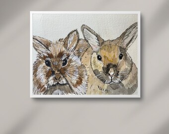 Ostern Aquarell, benutzerdefinierte Kaninchenmalerei, handgemaltes Kaninchenporträt, Ostermalerei, Osterkarte, Aquarellhäschen, Ostergeschenk