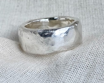 Chunky Sterling Silver Statement Ring, Handmade with an Organic Sculptural Design, Brushed Finish