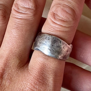 Super Chunky Oxidized Silver Ring/ Raw Textured Sandcast Statement Ring/ Earth-Inspired Handmade Jewelry/ Unisex Brutalist Ring