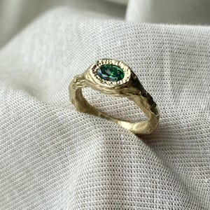 Handmade Brass Textured Gem Ring|Organic Brass Ring|Rustic Jewelry, Unique Gem Ring, One of a kind jewellery, Unique Setting Ring