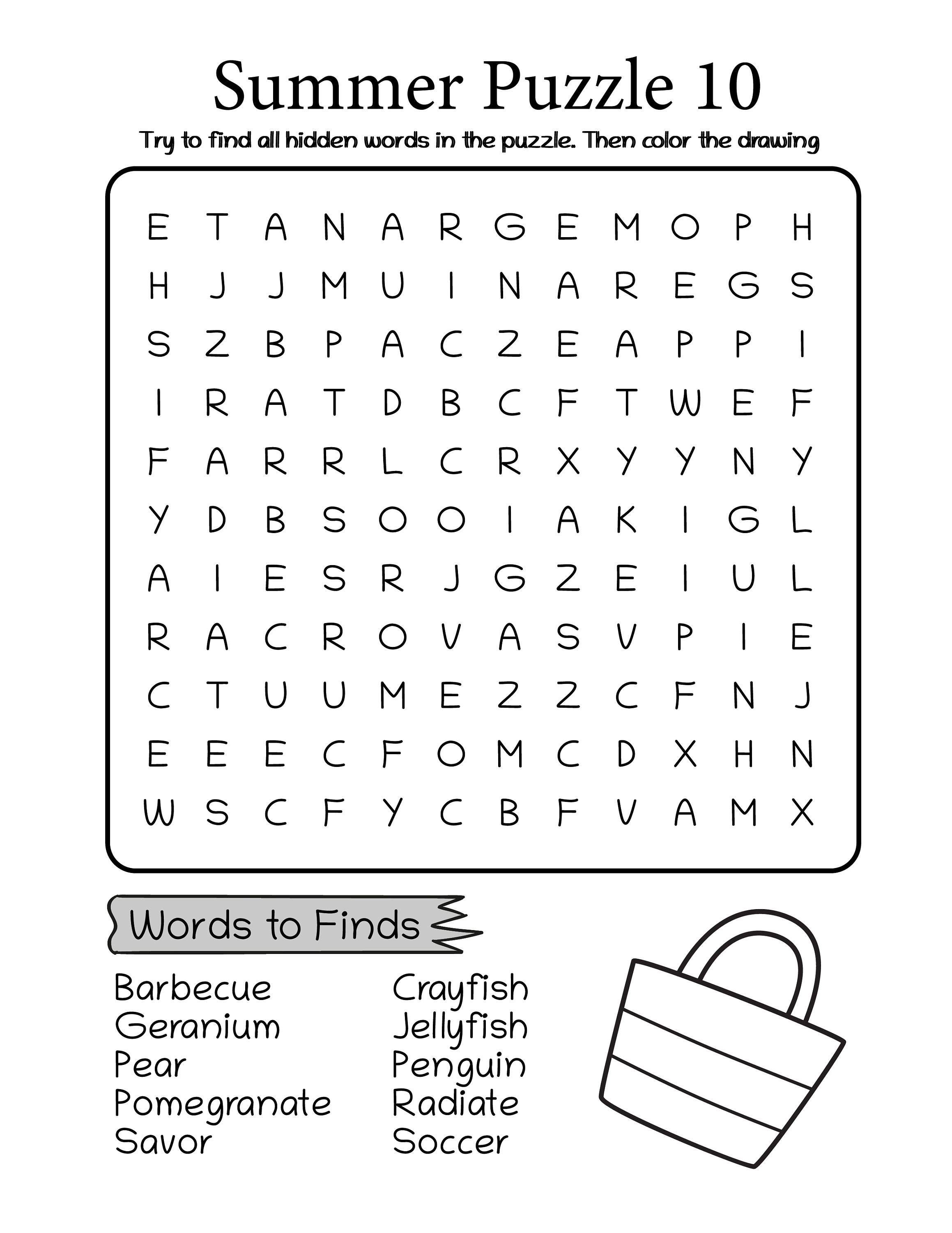 Printable Summer Word Search for Kids Kids Word Search Etsy Australia