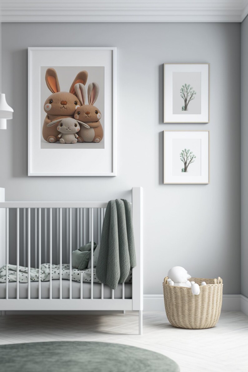 Bunny Family of 3 – Animal, Cute, Baby Room, Bunny, Rabbit, Printable ...