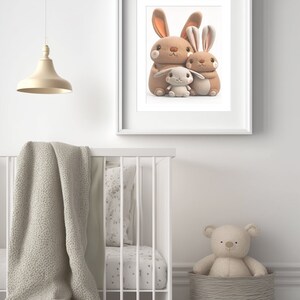 Bunny Family of 3 – Animal, Cute, Baby Room, Bunny, Rabbit, Printable ...