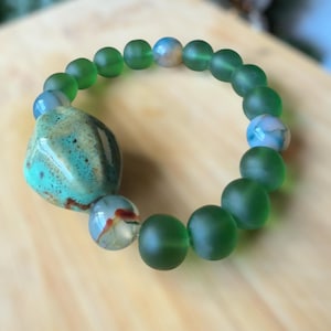 Beaded Bracelet I Green Glass