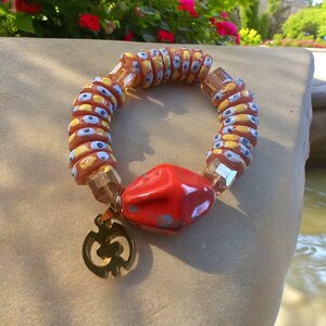 Beaded Bracelet I Red Chunky Speckle