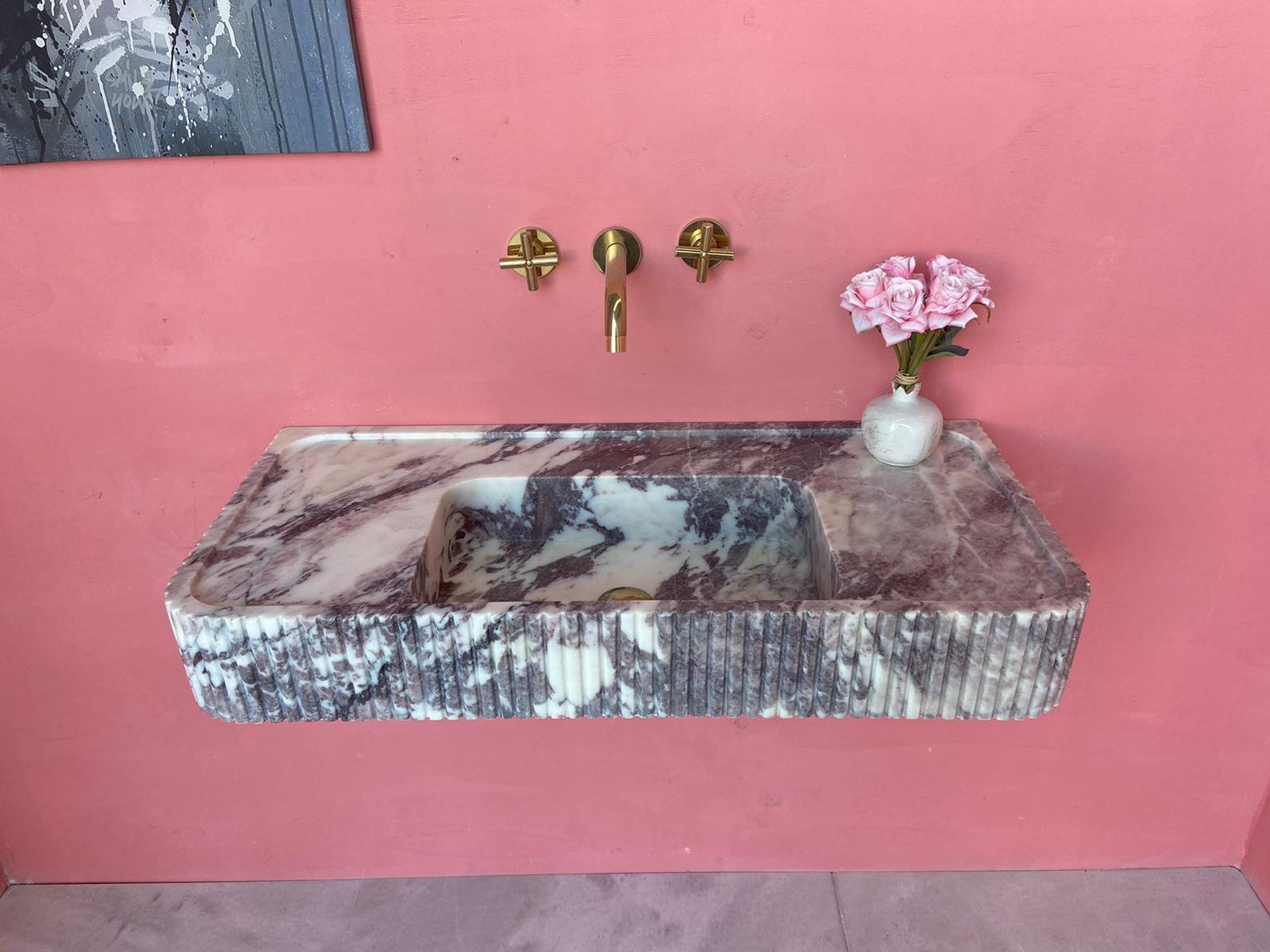 Calacatta Viola Marble Sink, Wall Mounted Sink, Custom Order Sink, Hand