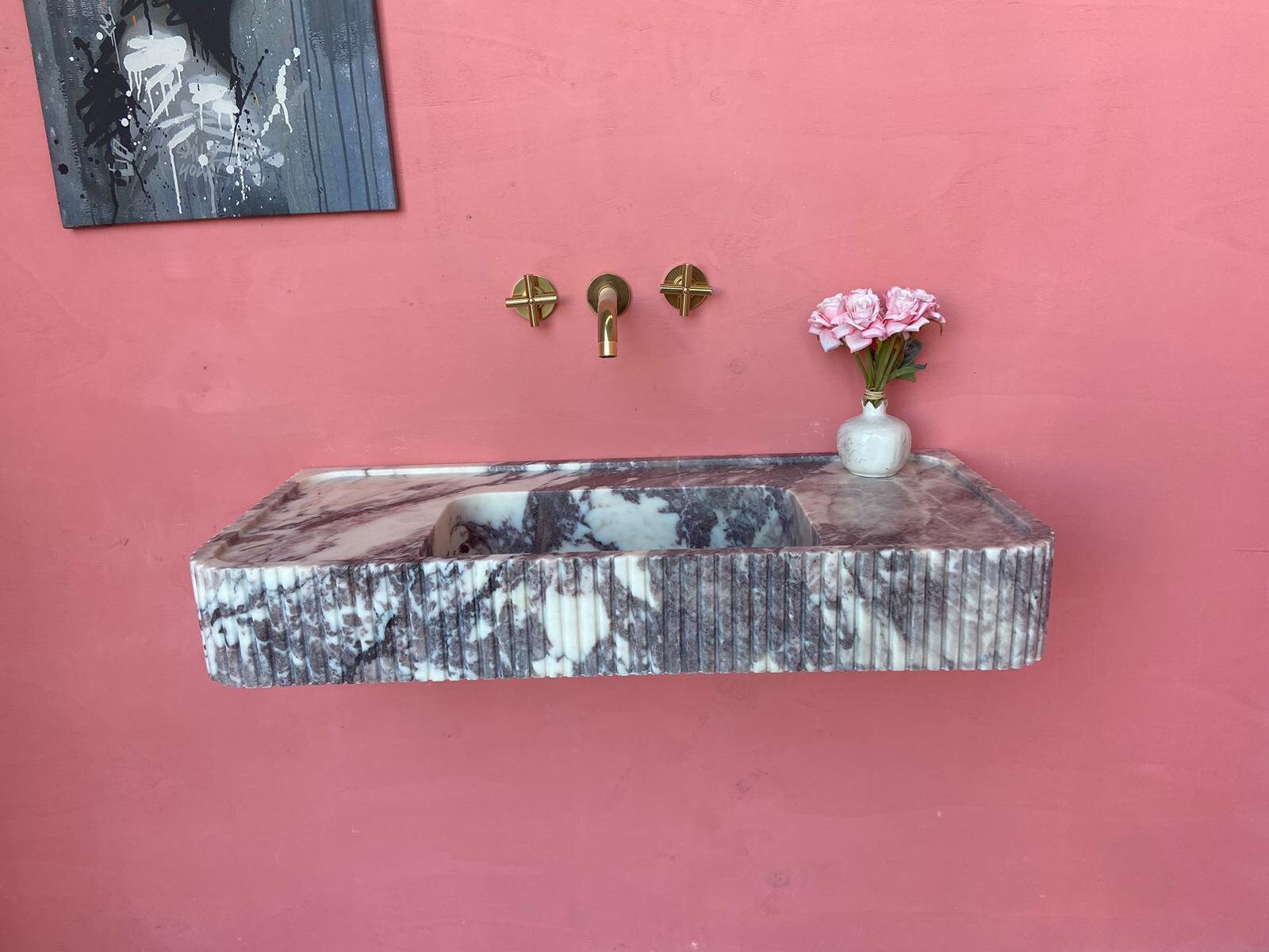 Calacatta Viola Marble Sink, Wall Mounted Sink, Custom Order Sink, Hand