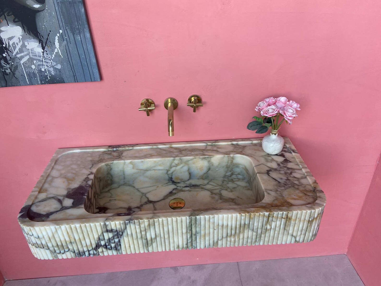 Calacatta Violet Marble Sink Wall Mount Sink Custom Order Etsy