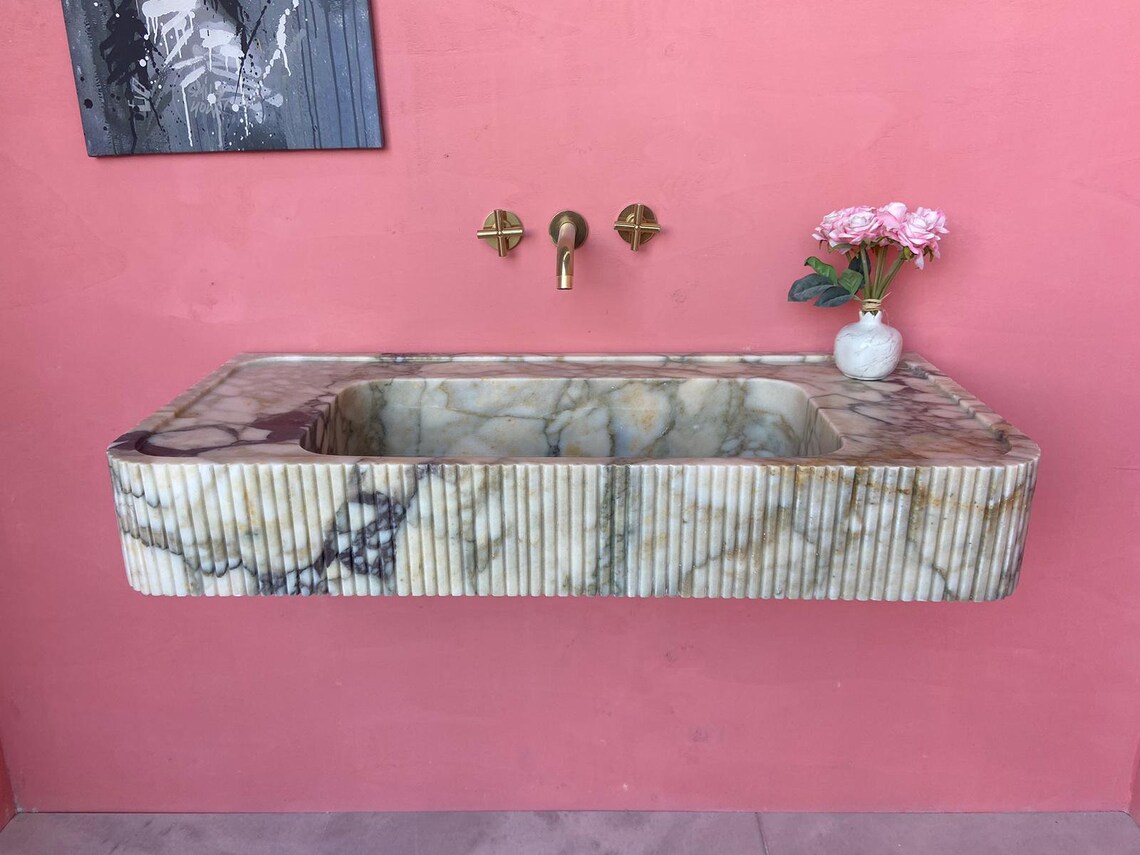 Calacatta Violet Marble Sink Wall Mount Sink Custom Order Etsy