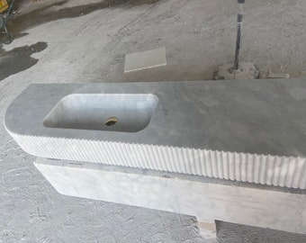 Carrara Marble Sink, Wall Mounted Sink, Custom Order Sink, Hand Carved Sink