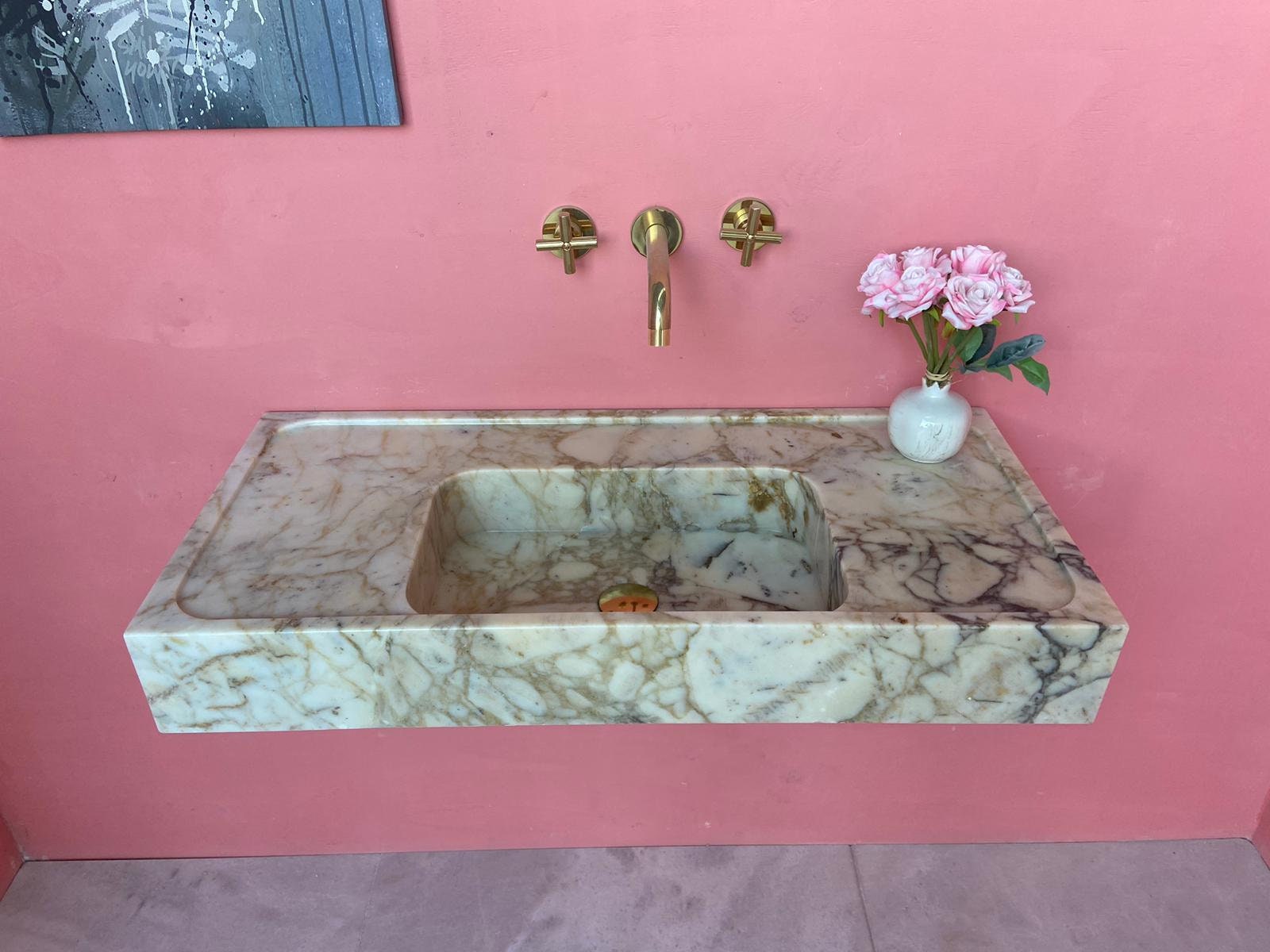 Calacatta Gold Marble Sink Wall Mounted Sink Custom Order Etsy Australia