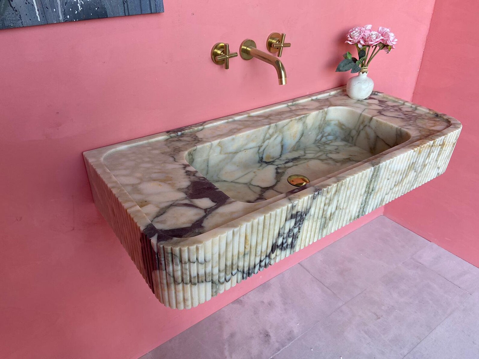 Calacatta Violet Marble Sink Wall Mount Sink Custom Order Etsy