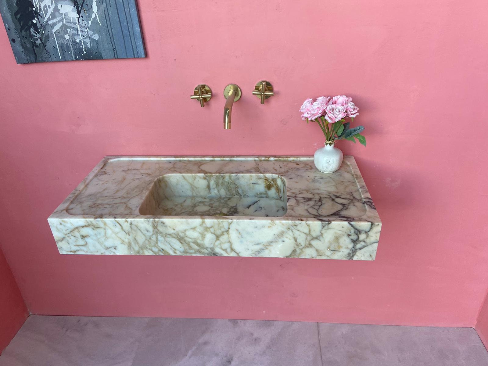 Calacatta Gold Marble Sink Wall Mounted Sink Custom Order Etsy