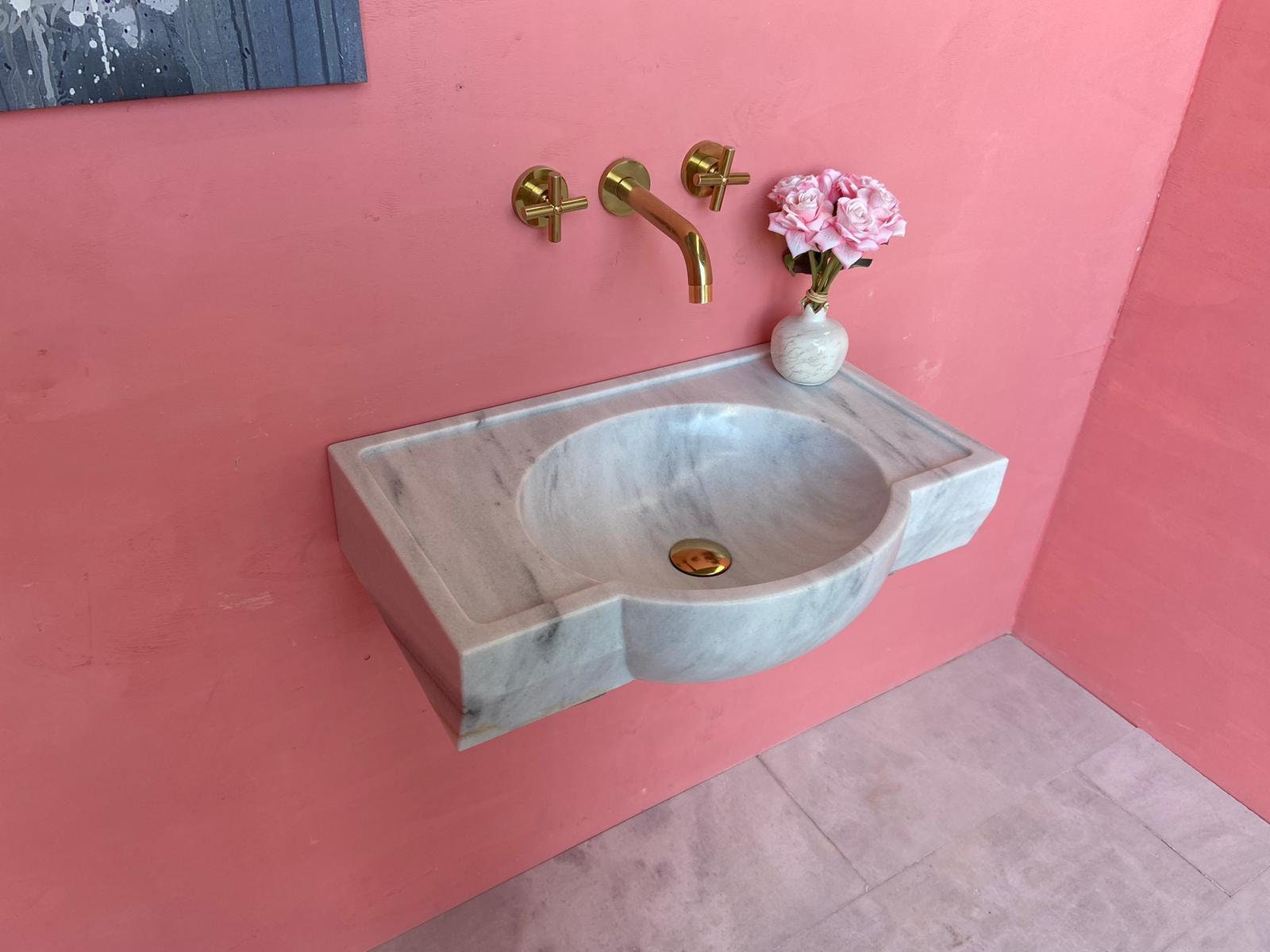 Carrara Marble Sink Wall Mounted Sink Custom Order Sink Etsy