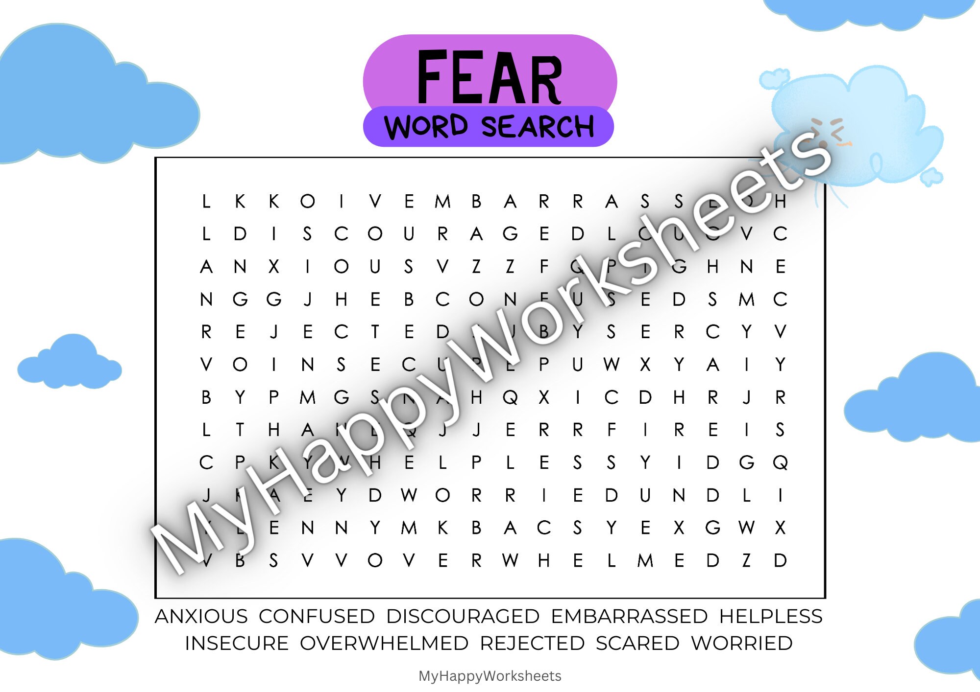 Feelings Word Searchemotions Worksheet for Childrenemotional - Etsy UK