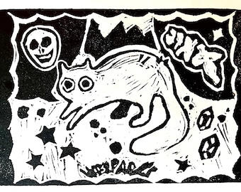 Grabado en linóleo personalizado de parques acuáticos JINX / Lea la descripción