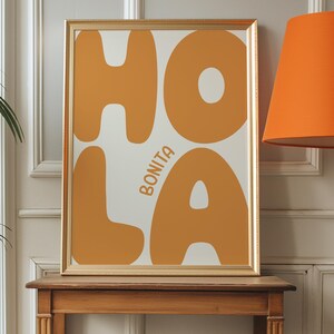 Hola Bonita Art Print | Spanishful Trendy Art | Wall Decor | Bold Typography Poster | Spanish Wall Arte | Southwestern Poster