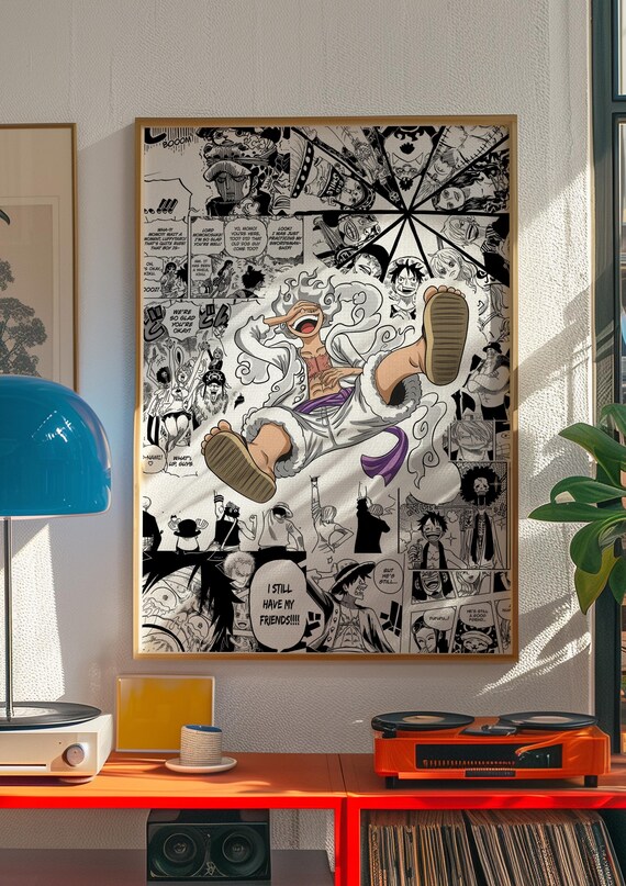 Monkey D Luffy One Piece Poster | Luffy Wanted Poster Style Anime Wall Art | One Piece Manga Print | Gear 5 Luffy Gift | Zoro Chopper Art