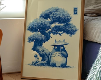 Totoro Bonsai Tree Poster | Studio Ghibli Art Print | Hayao Miyazaki Decor | Howl’s Moving Castle, Kiki, Ghibli Gift | Japanese Gallery Wall