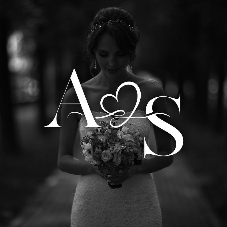 Custom Wedding Monogram Logo | Romantic Couple Initials (digital ...