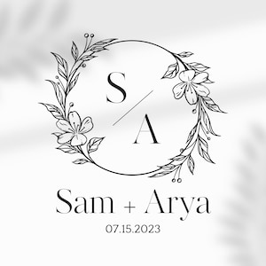 Wedding Svg, Custom Monogram, Elegant Wedding Monogram, Wedding Essential, Modern Wedding Logo SVG, Wedding Gobo, Couple Logo, Wedding Crest