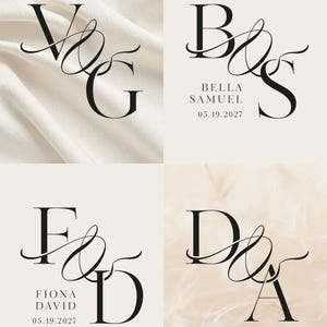 イニシャル入りカスタムウェディングロゴ | エレガントなウェディングロゴSVG | パーソナライズされたカップルモノグラム