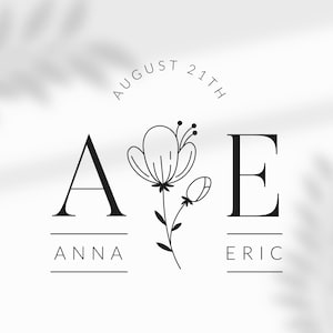 Wedding Couple Logo, Modern Wedding Monogram, Premade Logo Design, Minimalist Wedding Monogram, Initial Logo, Customizable Wedding Monogram