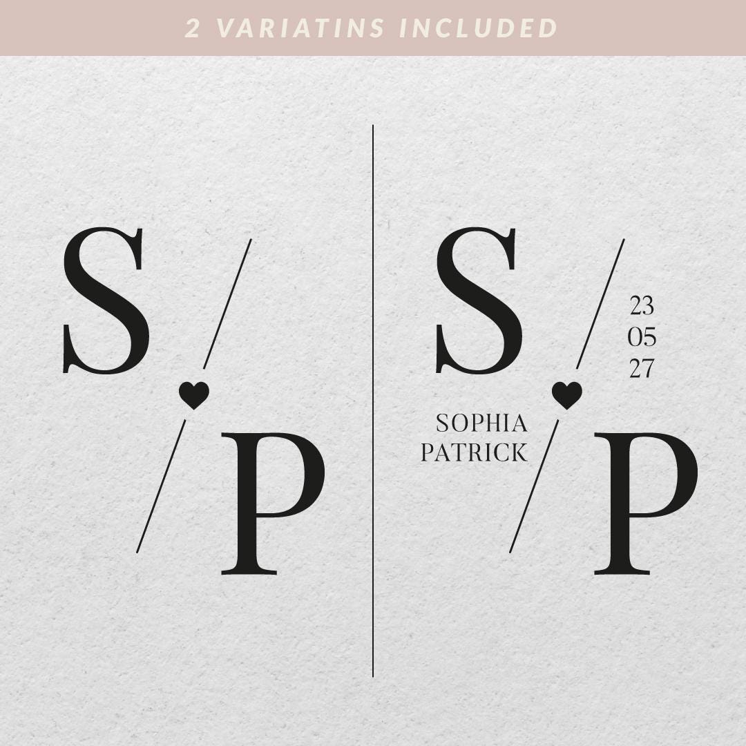 Custom Wedding Monogram Logo | Romantic Couple Initials | Personalized ...