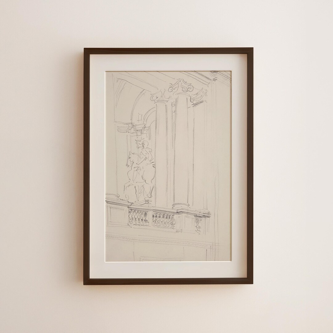 John Singer Sargent Architectural Sketch – Vintage Pencil Study ...