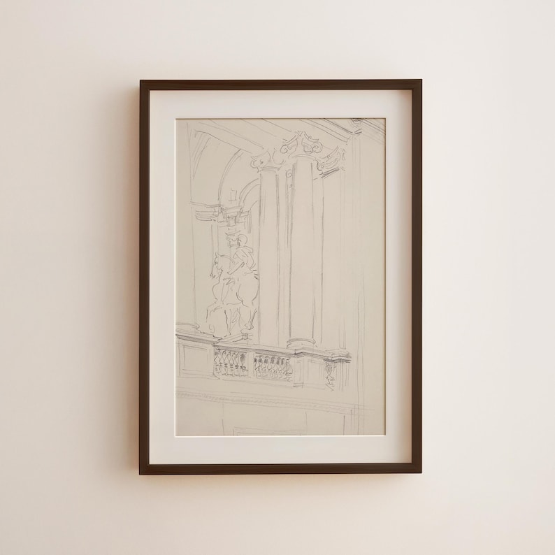John Singer Sargent Architectural Sketch – Vintage Pencil Study ...