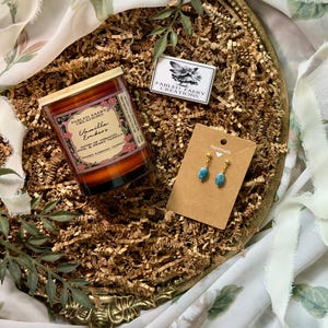 Hidden Jewelry Candle: Mystery Gemstone Earrings, 24K Gold Plated or Stainless Steel, Coconut-Soy Wax