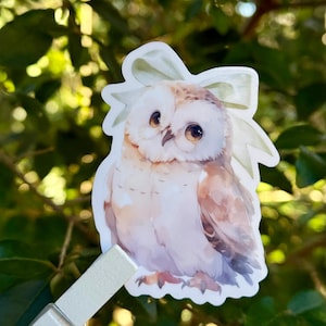 OWL WITH BOW, Fairy Sticker, Fairycore Sticker, Cottagecore Sticker, Die-cut Sticker, Cute Sticker, Vinyl Sticker, Waterproof Sticker