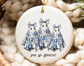 Spooky Ghost Ceramic Ornament, Halloween Keepsake, Unique Spooky Season Gifts, Ceramic Keepsake, Gifts for Her Vintage Fall Home Decor