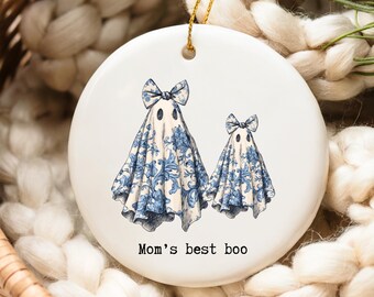 Spooky Ghost Ceramic Ornament, Halloween Keepsake, Unique Spooky Season Gifts, Ceramic Keepsake, Gifts for Her Vintage Fall Home Decor