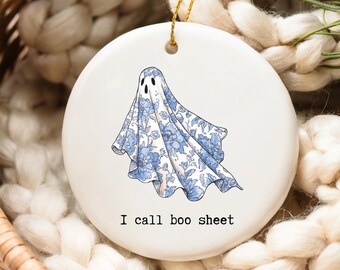 Spooky Ghost Ceramic Ornament, Halloween Keepsake, Unique Spooky Season Gifts, Ceramic Keepsake, Gifts for Her Vintage Fall Home Decor