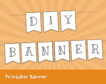 Banner imprimible - Alfabeto - Números - Caracteres adicionales - Banderines - Decoración para fiestas - 4 archivos PDF