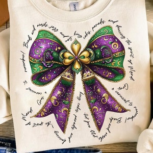 Mardi Gras Bow PNG: Louisiana Coquette Design (Digital File)