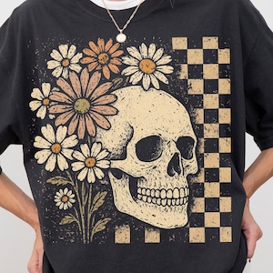 Retro Floral Skeleton Png, Funny Skeleton Halloween Png, Preppy Halloween Png, Halloween Skull Design, Spooky Season, Checkered Design