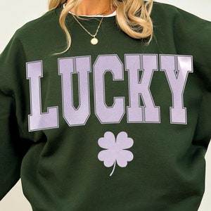 Retro Lucky Shamrock PNG: St. Patrick&#39;s Day Varsity Design (Digital Download)