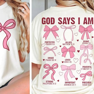 God Says I Am Png, Coquette Bow Png, Christian Valentines Png, Valentine Day Png, Valentine Bow Png, Christian Shirt, Jesus Valentine Png,