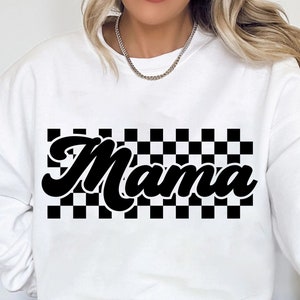 Checkered Mama SVG: Retro Rock and Roll Mom Design (PNG, Cut File)