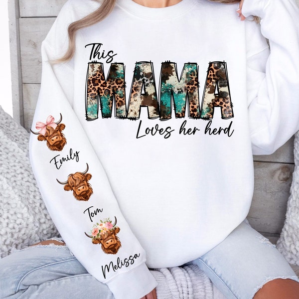 This Mama Loves Herd Png, Sleeve Design Png, Cowhide Mama Png, Mother's Day Png, Mama Herd Png, Western Mama Png,On Her Sleeve Png, Coquette