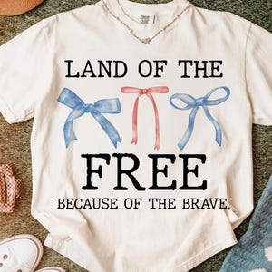 Coquette America Land Of The Free Because Of The Brave PNG, 4th of July PNG, Patriotic png, Independence Day png, american bow soft girly